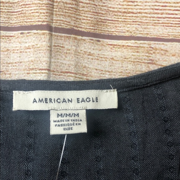 American Eagle Outfitters Black Tie-Front Blouse - Picture 2 of 8